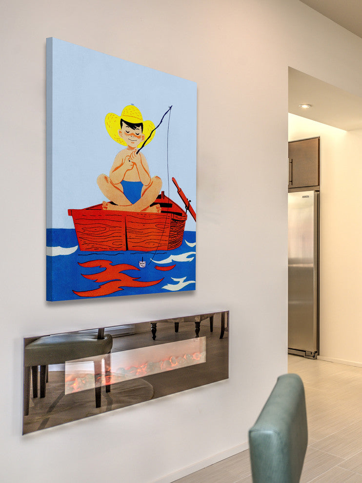 "Fishing Alone" Painting Print on Canvas by Curtis