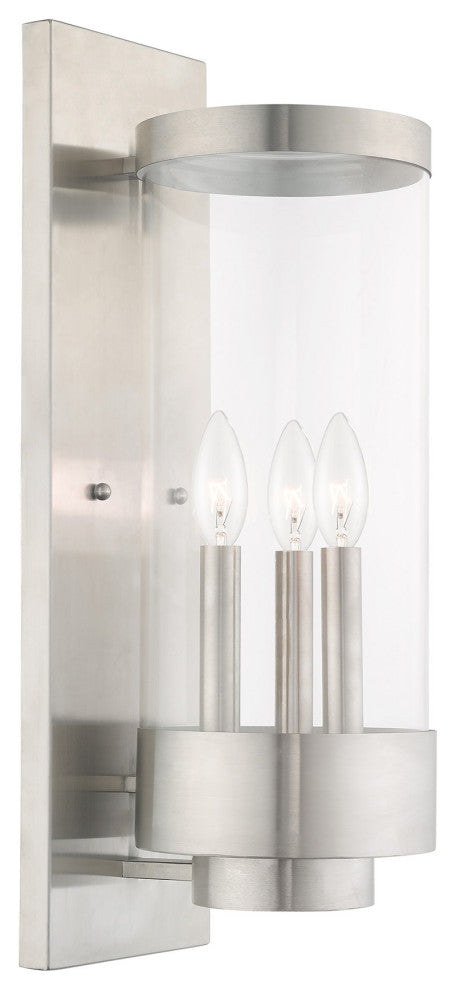 Livex Lighting Hillcrest 3 Light Brushed Nickel Large Outdoor Wall Lantern