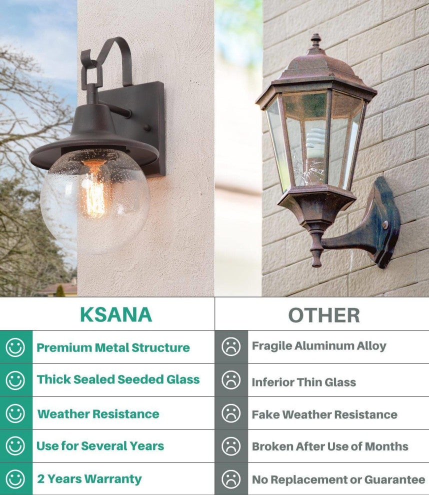 1-Light Antique Bronze/Seeded Glass Farmhouse Mini Outdoor Pendant Light Rusty