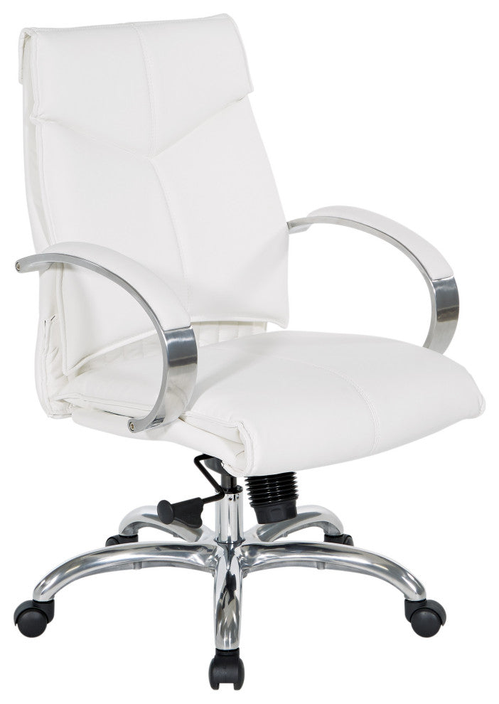 Deluxe Dillon Snow Executive Chair With Aluminum Base and Padded Arms, Mid Back