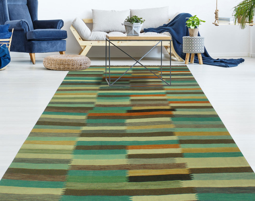 Winchester Kilim Allan Light Green/Ivory Rug, 6'5x9'9
