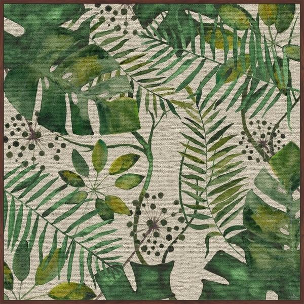 "Hojas de Palma" Floater Framed Painting Print on Canvas, 48"x48"