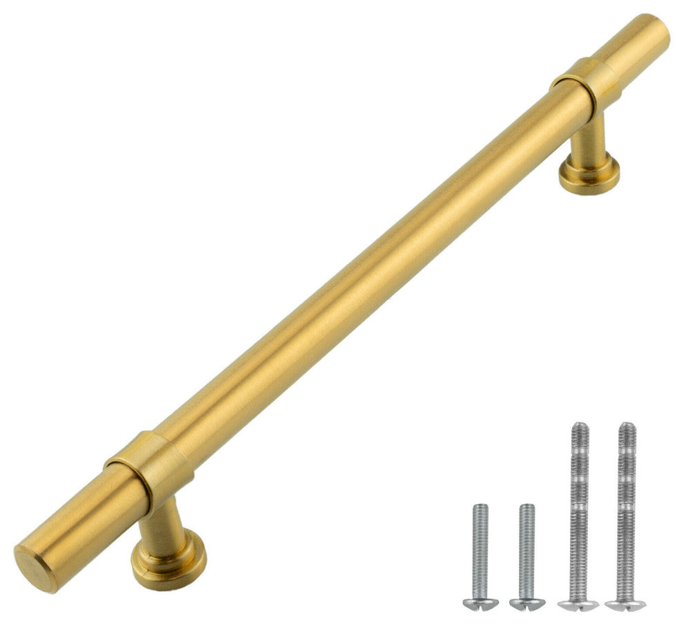 Satin Brass Gold Handle Pull 6-1/4" (160mm) Hole Centers, 8-3/4" Length
