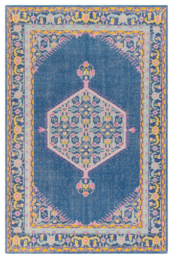 Surya Zahra ZHA-4051 2'x3' Rug, Navy/Pink/Yellow/Pale Pink/Aqua/Gray