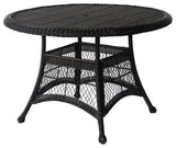 Jeco Wicker 44" Round Dining Table in Black