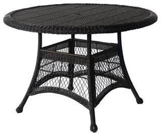 Jeco Wicker 44" Round Dining Table in Black