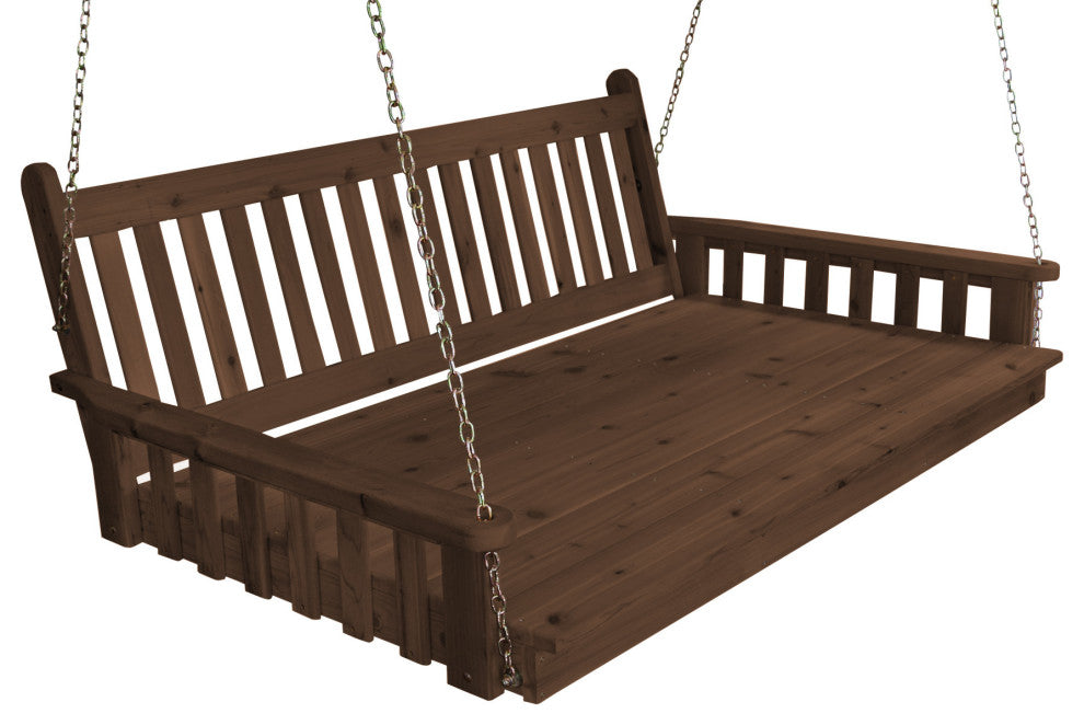 Cedar Traditional English Swingbed, Mushroom Stain, 5 Foot