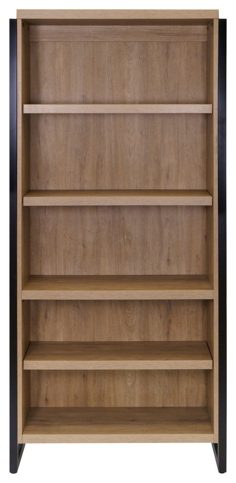 Modern Open Wood Laminate Bookcase, Fully Assembled, Light Brown