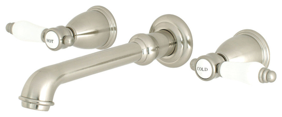Kingston Brass Two-Handle Wall Mount Bathroom Faucet, Brushed Nickel