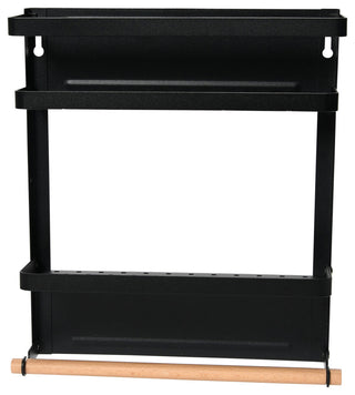 Metal Magnetic Organizer With Towel Rack, Black, Black