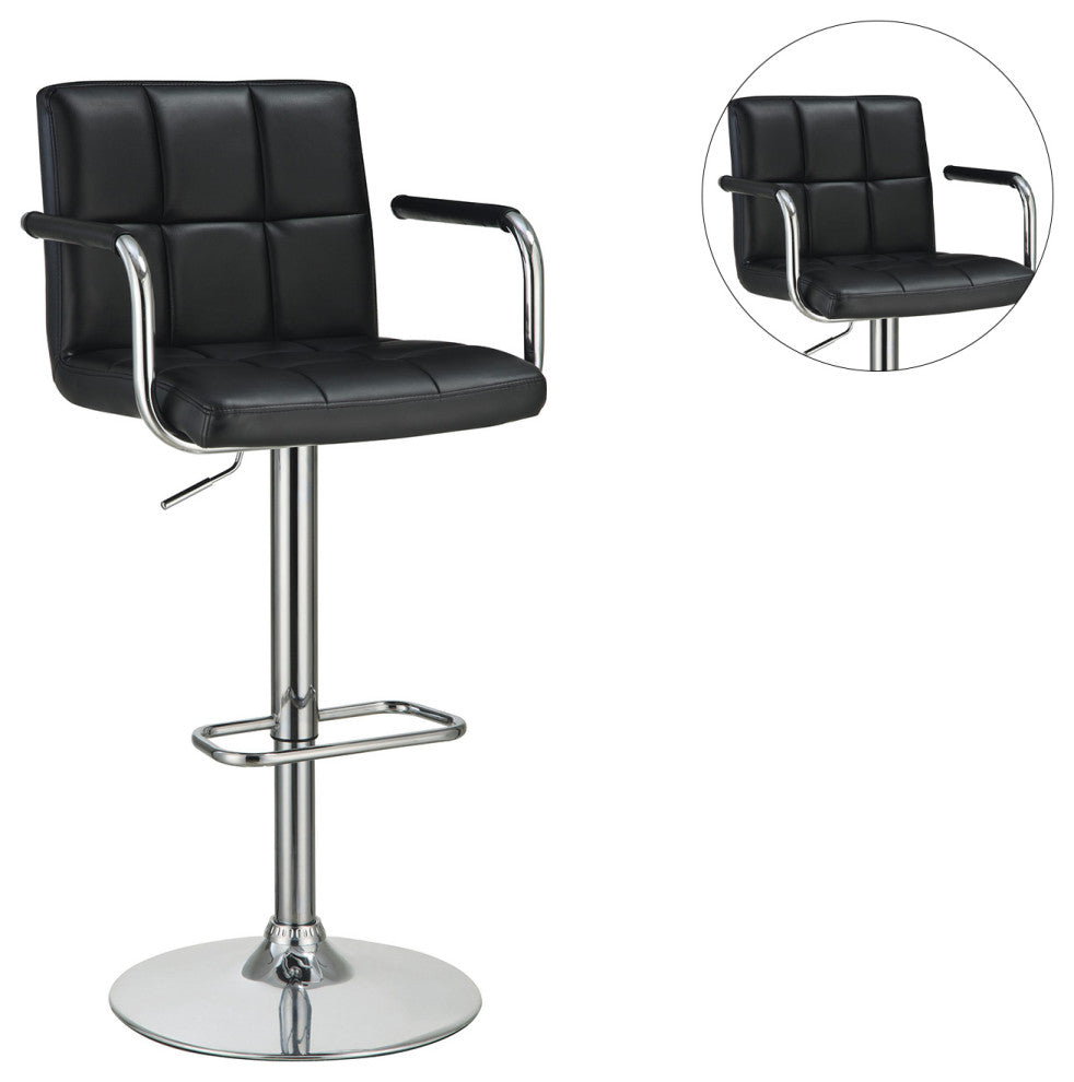 Faux Leather Adjustable Bar Stool, Black