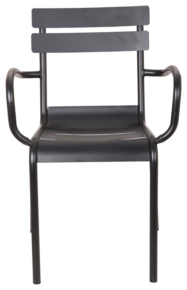 Daisy Stackable Outdoor Arm Chair, Frosted Black  (Set of 4)