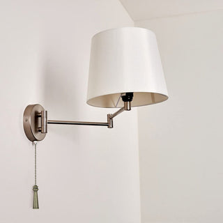 Aspen Creative 20509-X, 12" Glass Knob with Pull Chain, Clear With White Grain,