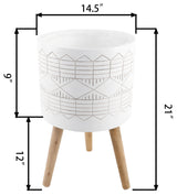 14" Peru Fiberglass Planter On Stand