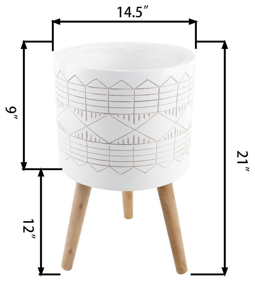 14" Peru Fiberglass Planter On Stand