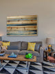 "Surfboard Paddling" Print on Natural Pine Wood, 60"x40"