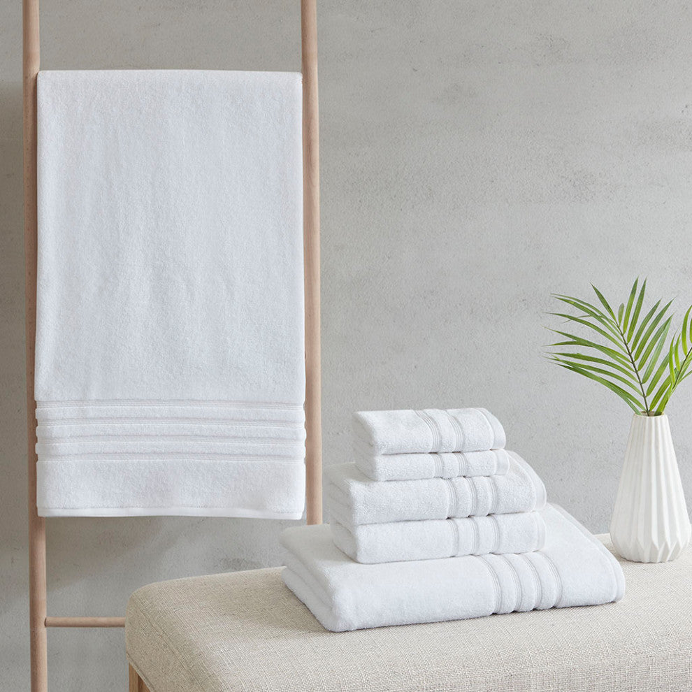 Clean Spaces Nurture Sustainable Antimicrobial Bath Towel 6 Piece Set, White