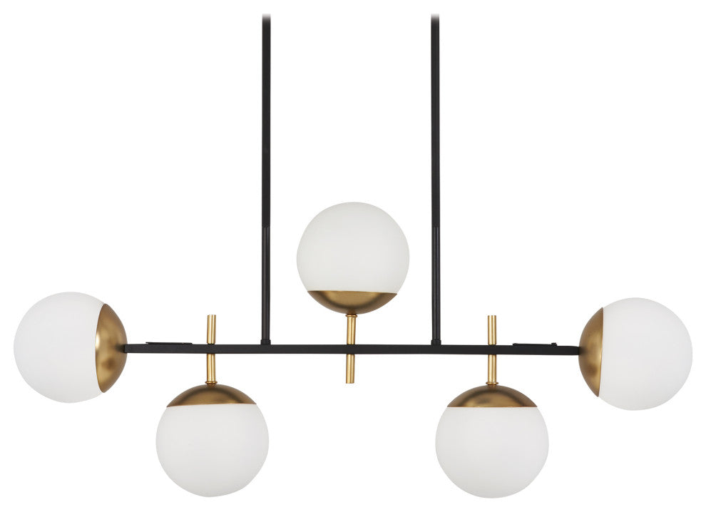 George Kovacs Alluria 5-Light Island, Weathered Black with Autumn Gold Accents