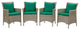 Side Dining Chair Armchair, Set of 4, Rattan, Wicker, Gray Green, Outdoor