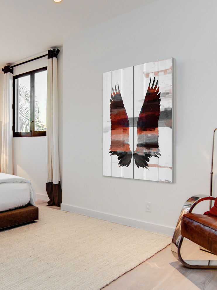 "Dark Wings" Print on White Wood, 30"x45"