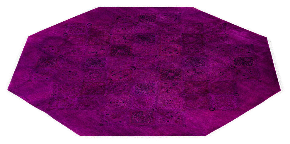 Overdyed One-of-a-Kind Hand-Knotted Area Rug Purple, 8' 1" x 8' 1"