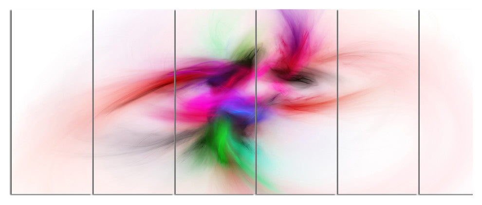 Colorful Electromagnetic Field, Abstract Wall Art Canvas, 70"x28", 6 Panels