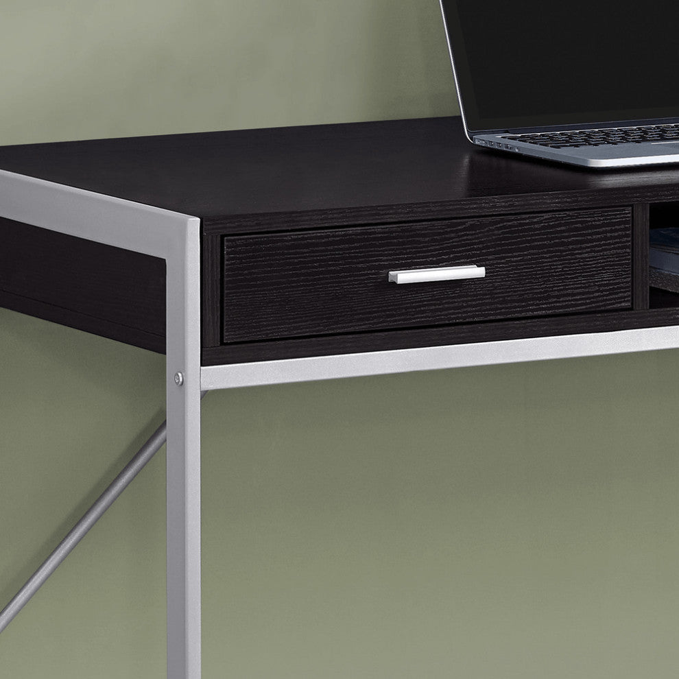 22" Dark Brown Rectangular Computer Desk With Two Drawers