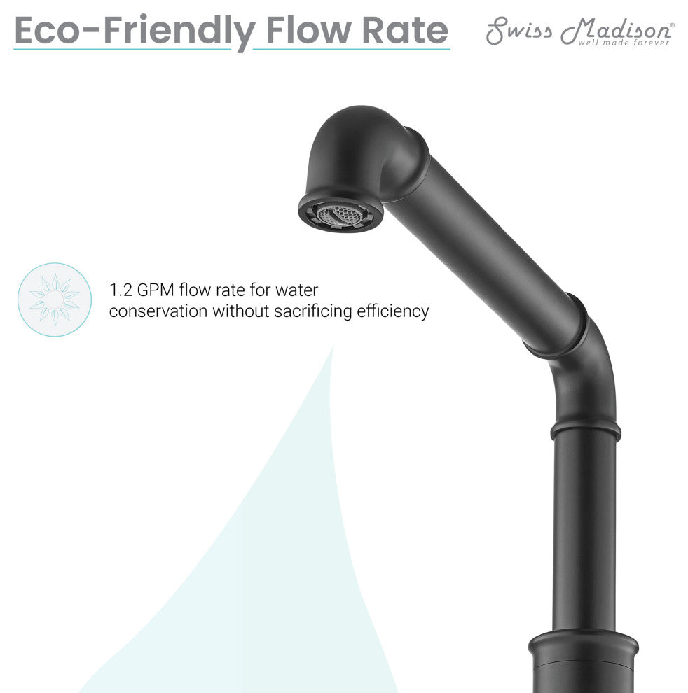 Avallon 8" Widespread, Sleek Handle, Bathroom Faucet, Matte Black