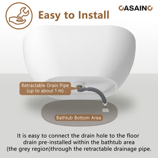 Solid Surface Stone Freestanding Tub Soak in Style with Matte White Finish, 57in