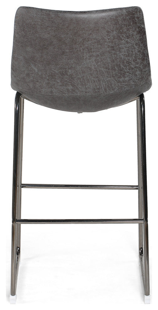 Antonia Modern Microfiber Bar Stool, Slate/Black, Slate/Black