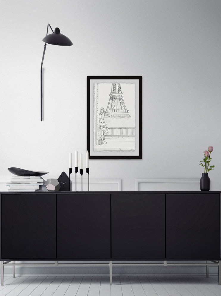 "Sketch of Eiffel" Framed Painting Print, 24"x36"