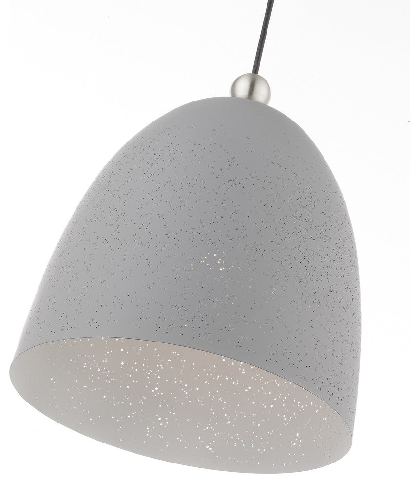 Livex Lighting Arlington 1 Light Nordic Gray, Brushed Nickel Medium Pendant