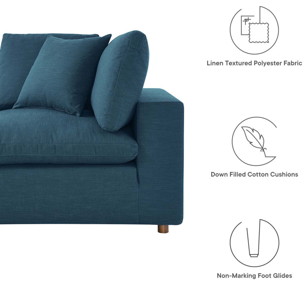Modular Sectional Deep Sofa Set, Azure Navy Blue, Fabric, Modern, Hospitality