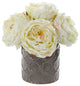 Nearly Natural Large Rose Artificial Arrangement in Gray Vase White