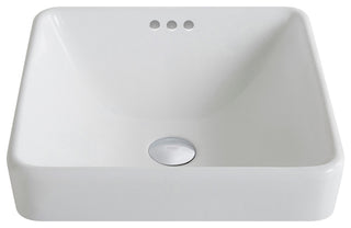 Elavo Ceramic Square Semi-Recessed White Sink, PU Drain Chrome