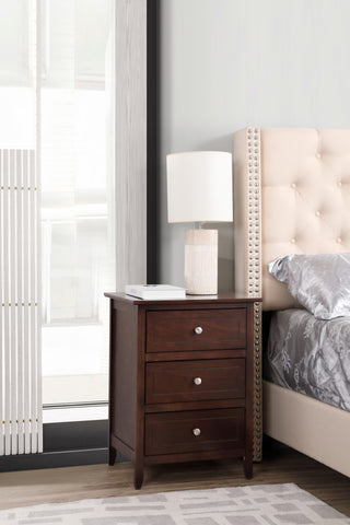 Drake 3-Drawer Nightstand, Cappuccino