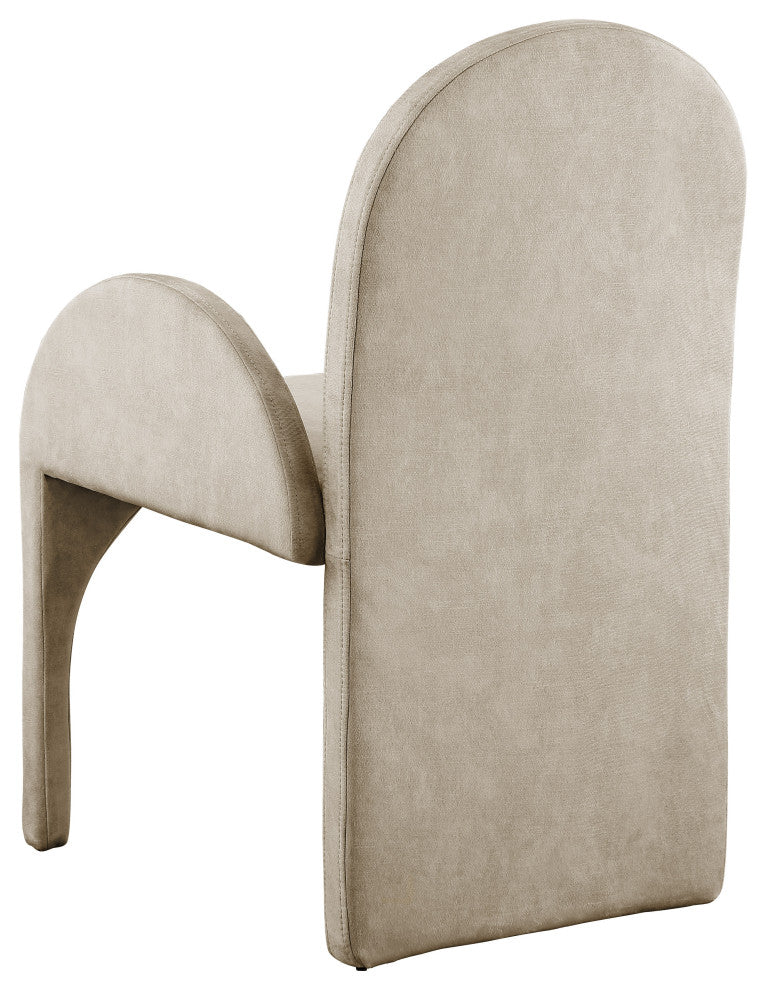 Summer Velvet Upholstered Dining Arm Chair (Set of 2), Stone, Arm Chair