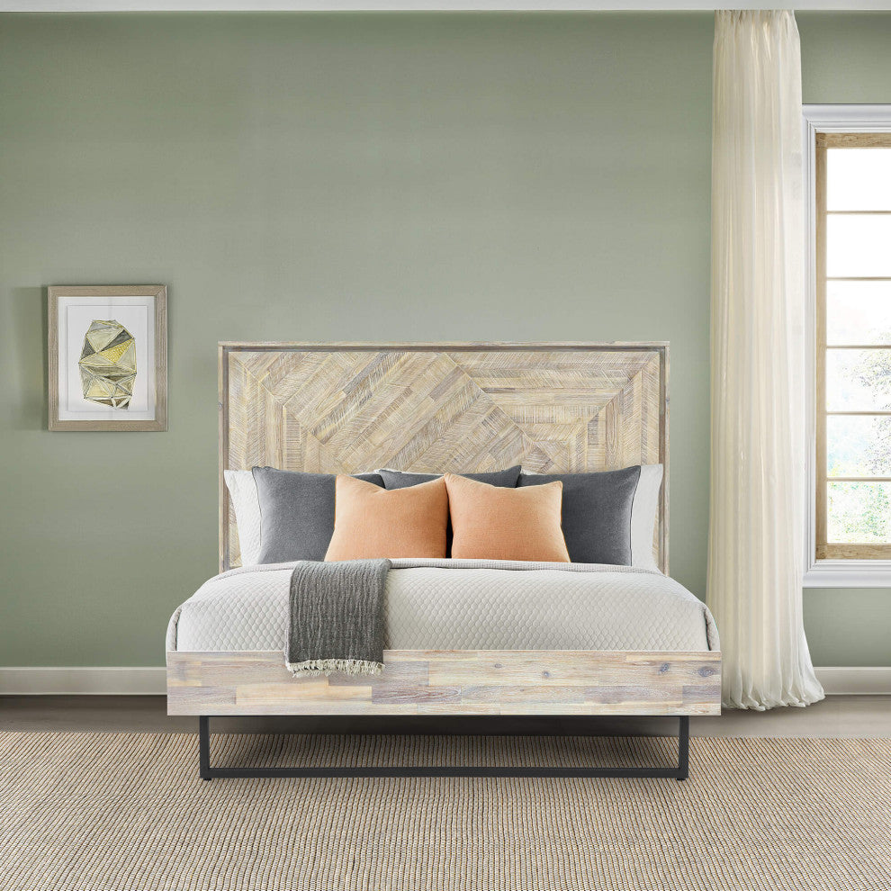 Peridot King Platform Bed Frame, Natural Acacia Wood