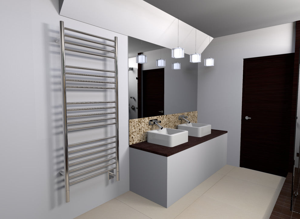 Jeeves Model D-Straight 20-Bar Hardwired Electric Towel Warmer, Polished