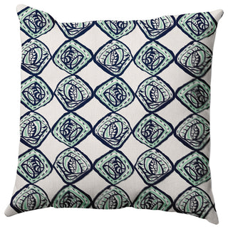Cowry Check Pillow, Green, 18"x18"