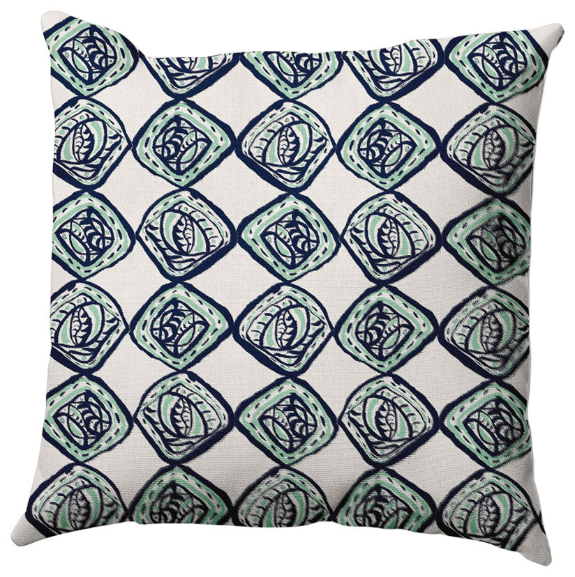 Cowry Check Pillow, Green, 18"x18"