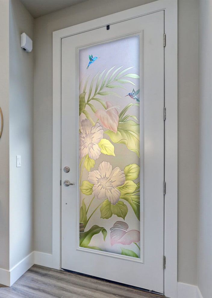 Interior Prehung Door or Interior Slab Door - Hibiscus Anthurium - Primed -...