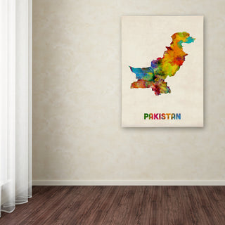 "Pakistan Watercolor Map" Canvas Art by Michael Tompsett