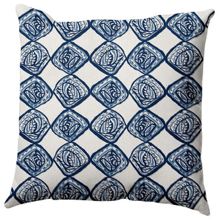 Cowry Check Outdoor Pillow, Blue, 14"x20"