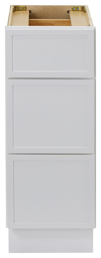 Vanity Art Birch Plywood Single Base Storage Cabinet, White, 12 Inch (3 Drawers)