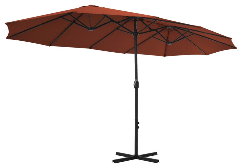 Vidaxl Outdoor Parasol With Aluminum Pole 181.1"x106.3" Terracotta