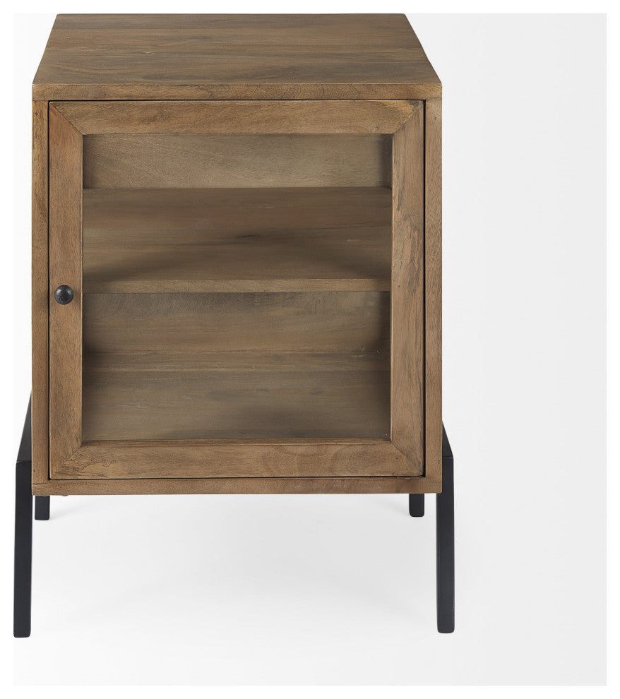 Rustic Honey Brown and Black Shadowbox Cabinet