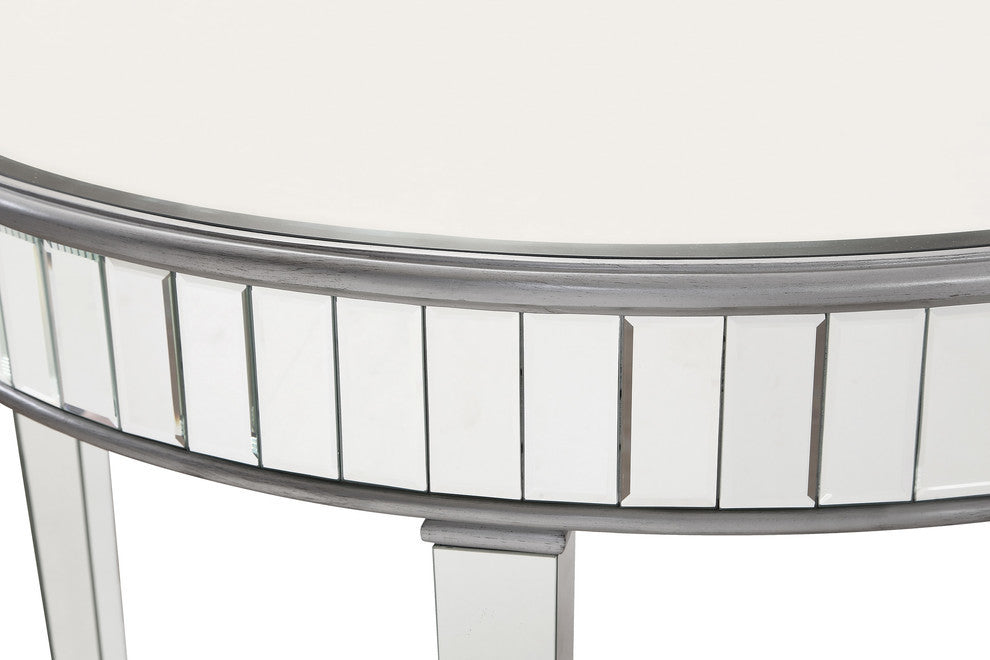 Round Dining Table 48" X 30" In Silver Paint