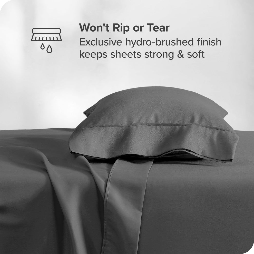 Bare Home Twin XL 1800 Microfiber Sheet Set, Gray