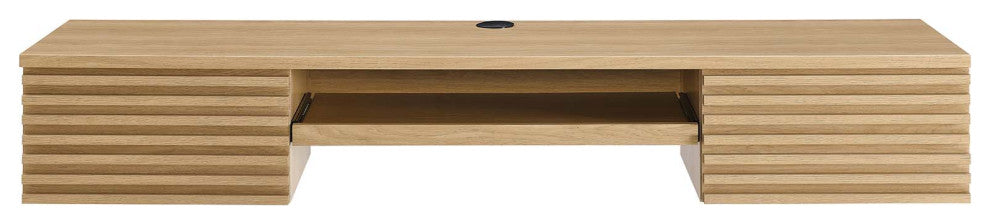 Render Wall Mount Wood Office Desk, Oak